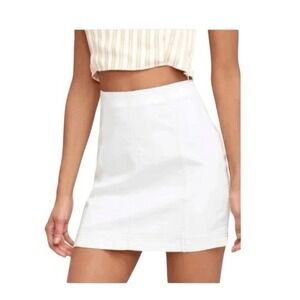 Free People Modern Femme Jean Skirt Stark Denim White High Rise Mini S‎